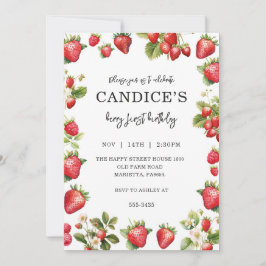 Convites Berry First Invitation for Birthday Fruit Party 