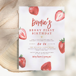 Convites Berry First | Menina Morango Fofa Faz 1 Aniversári