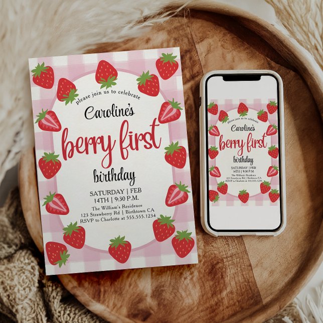 Convites Berry First Photo do Partido do primeiro aniversar (Criador carregado)