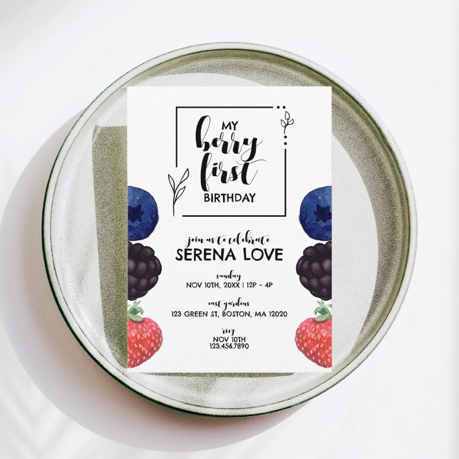 Convites Berry First | PRIMEIRO ANIVERSARIO | Mistura de be (Criador carregado)