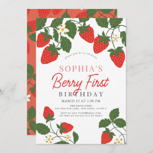 Convites Berry First Red Strawberry primeiro aniversario
