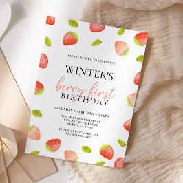 Convites Berry First Strawberry Birthday