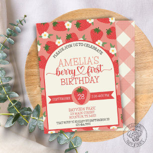 Convites Berry First Strawberry Birthday
