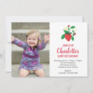 Convites Berry First Strawberry Foto Birthday