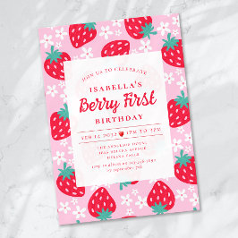 Convites Berry First Strawberry primeiro aniversario