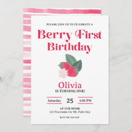 Convites Berry First Strawberry Theme Girls 1rua Party