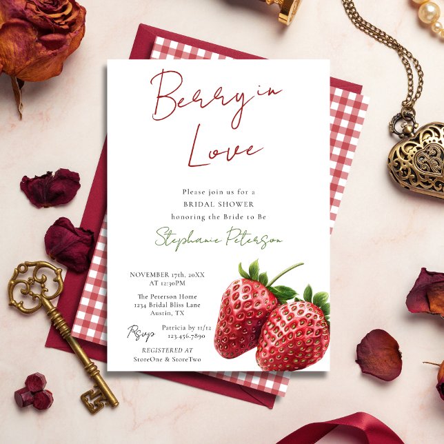 Convites Berry In Love Bridal Shower Invitation Template (Criador carregado)