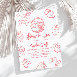 Convites Berry in Love Hand-drawn Strawberry Bridal Shower
