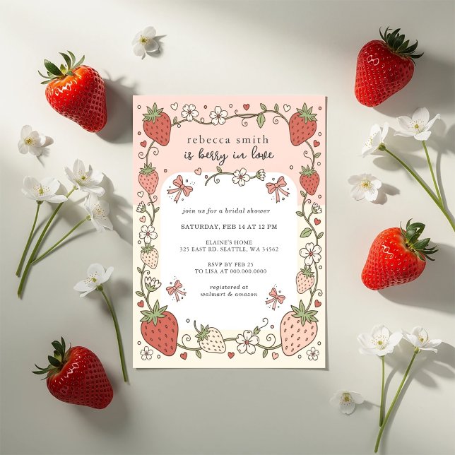 Convites Berry in Love Strawberry Bridal Shower (Berry in Love Strawberry Bridal Shower Invitation)