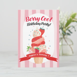 Convites Berry Legal Strawberry Sorvete Birthday