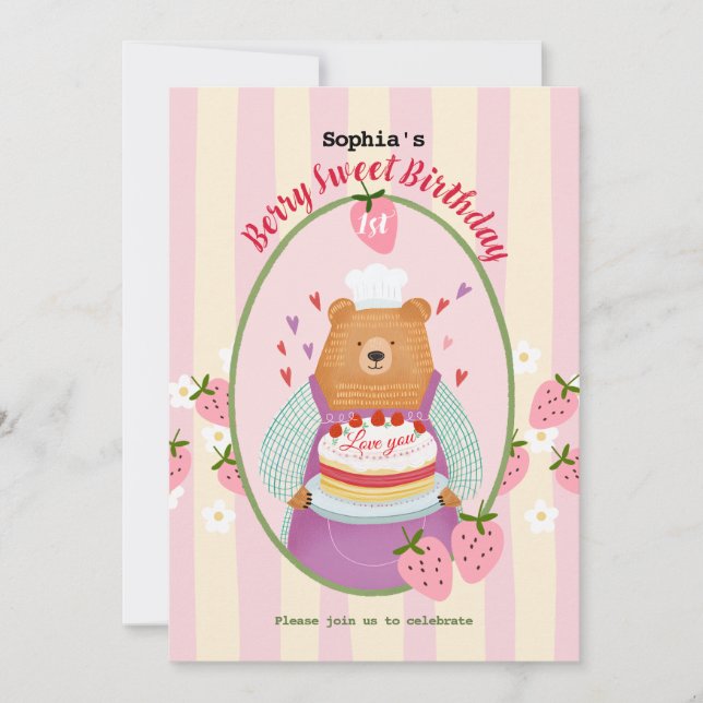 Convites Berry Lovely First Birthday (Frente)