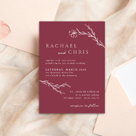 Convites Berry Pink Boho Moderno Floral Estendido