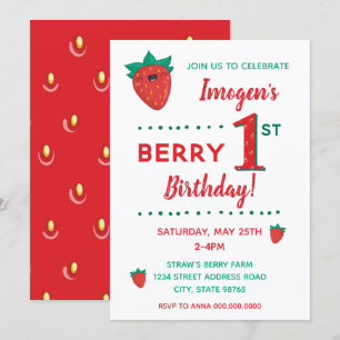 Convites Berry - Primeiro Aniversário de Morango