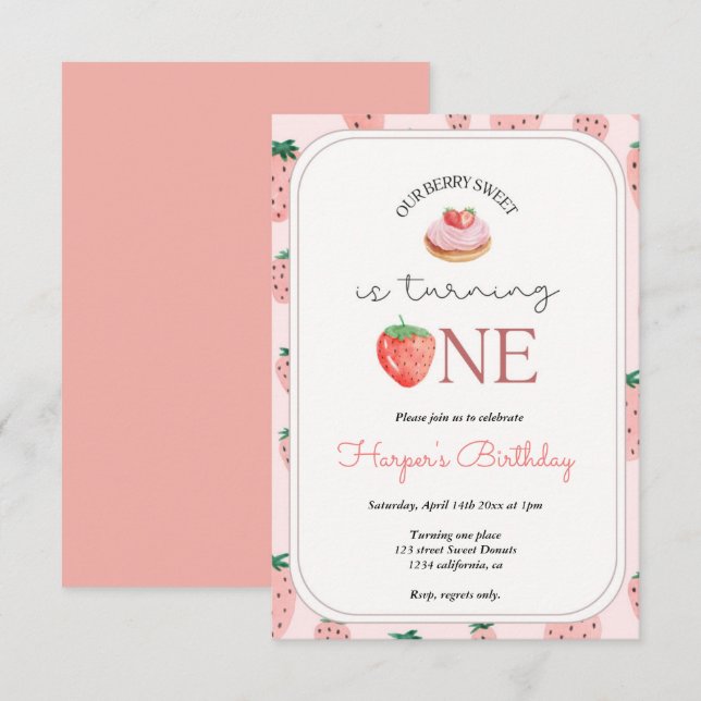 Convites Berry, Primeiro Partido do primeiro aniversario de (Frente/Verso)