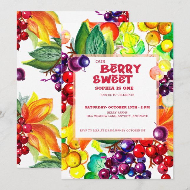 Convites Berry Sweet (Frente/Verso)