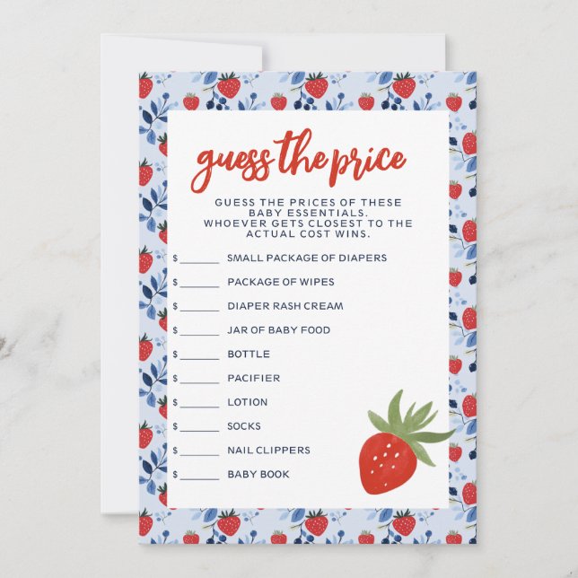 Convites Berry Sweet adivinha o preço (Frente)