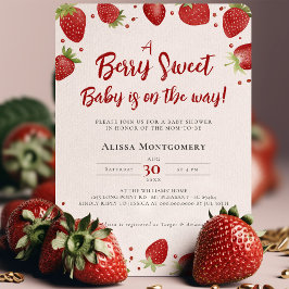 Convites Berry Sweet Baby está no caminho do Chá de morango