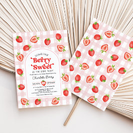 Convites Berry Sweet Baby Girl Chá de fraldas de morango