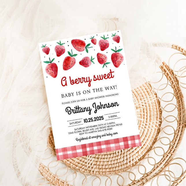 Convites Berry Sweet Baby On Way Girl Chá de fraldas (Criador carregado)