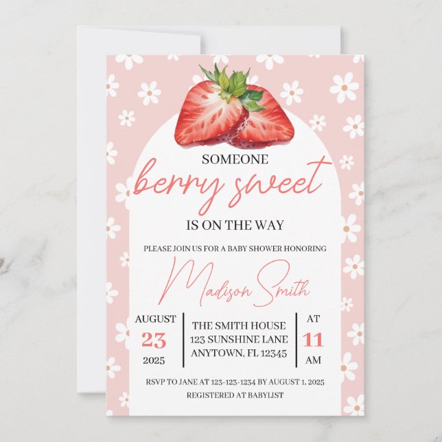 Convites Berry Sweet Baby Shower Invite (Frente)