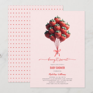Convites Berry Sweet Baby Strawberry Chá de fraldas
