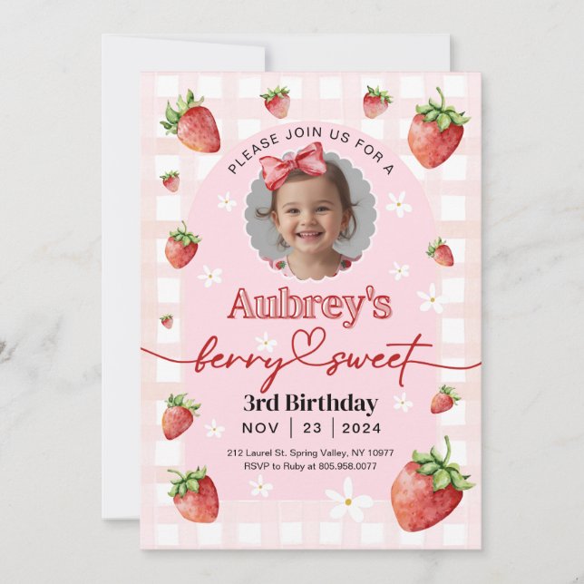 Convites Berry Sweet Birthday Invitation Any Agence with Ph (Frente)