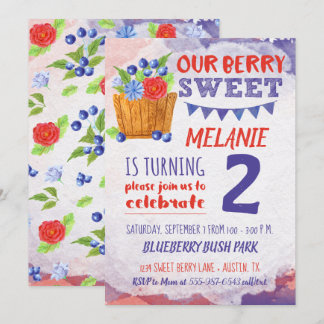 Convites Berry Sweet Blueberry Fruta Birthday