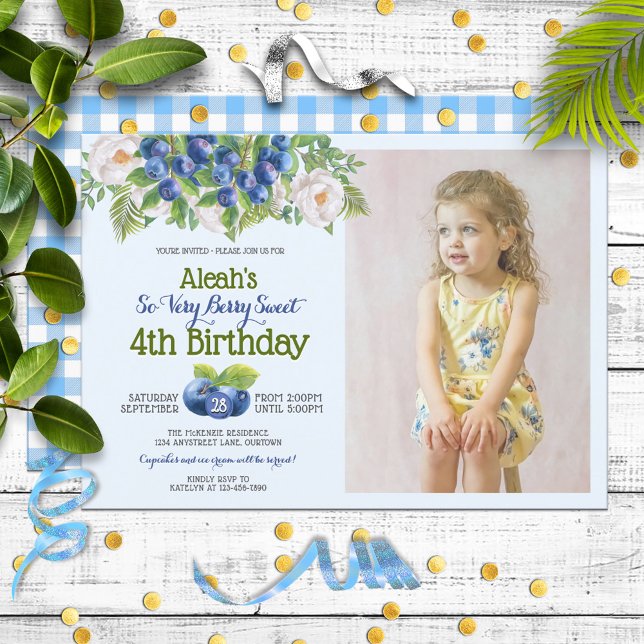 Convites Berry Sweet Blueberry Theme Girl faz aniversário (Criador carregado)