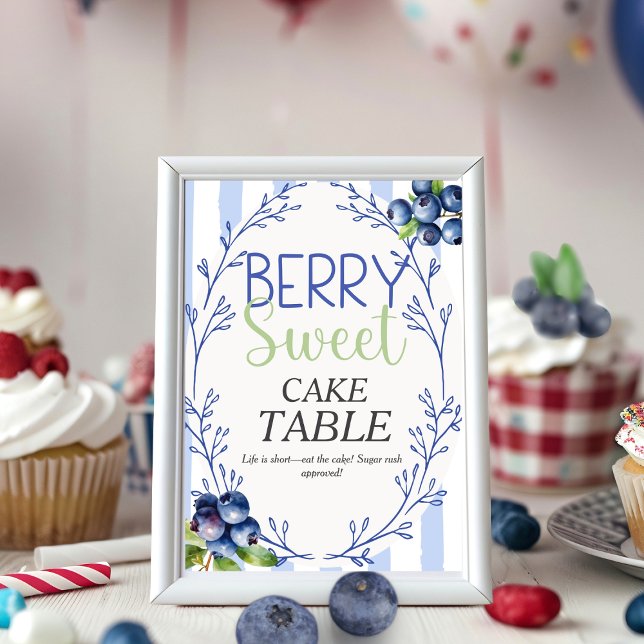 Convites Berry Sweet CAKE MESA blueberry Sinal (Berry Sweet CAKE TABLE blueberry Sign)