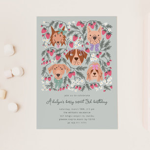 Convites Berry Sweet Festa de aniversário   Cães de Morango