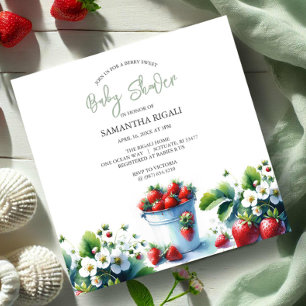 Convites Berry Sweet Gênero Neutro Chá de fraldas de Verão