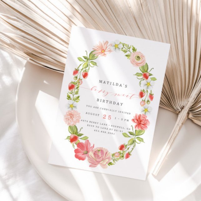 Convites Berry Sweet Girls Strawberry Aniversário | (Criador carregado)