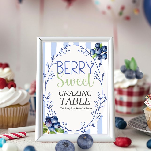 Convites Berry Sweet GRAZING MESA blueberry Sinal I (Berry Sweet GRAZING TABLE blueberry Sign)