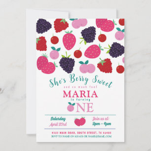 Convites Berry Sweet One First Birthday Girls Fruta