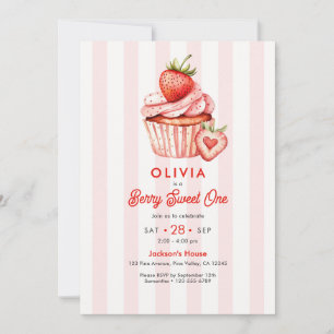 Convites Berry Sweet One Menina Aniversário de Um Ano