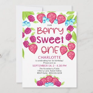 Convites Berry Sweet One Mistura de Frutas Vermelhas Menina