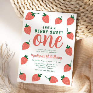 Convites Berry Sweet One Strawberry primeiro aniversario
