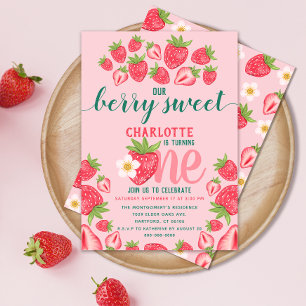 Convites Berry Sweet Pink, Partido do primeiro aniversario