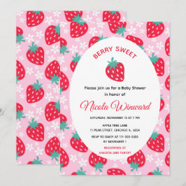 Convites Berry Sweet Pink Strawberry Baby Shower