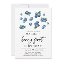 Berry Sweet primeiro aniversario Blueberry Invite