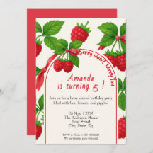 Berry Sweet Raspberry Aniversário de criança Convi