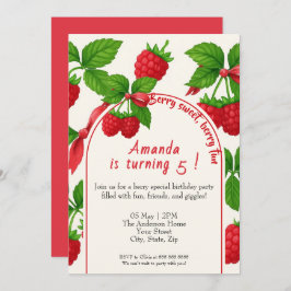 Convites Berry Sweet Raspberry Aniversário de criança Convi