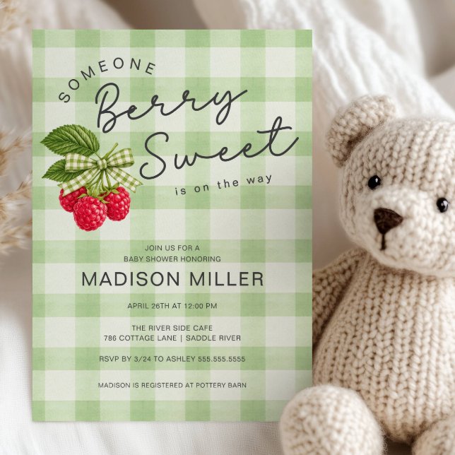 Convites Berry Sweet Raspberry Baby Shower Invitation (Criador carregado)