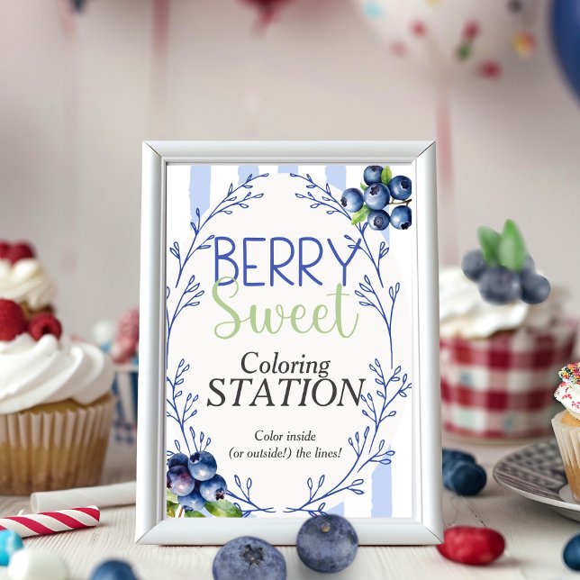 Convites Berry Sweet - Sinal de Blueberry Station (Berry Sweet Color Station Blueberry Sign)