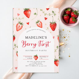 Convites Berry Sweet Strawberry Arch Summer 1st Birthday