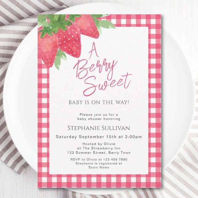 Convites Berry Sweet Strawberry Baby Girl Shower (Criador carregado)
