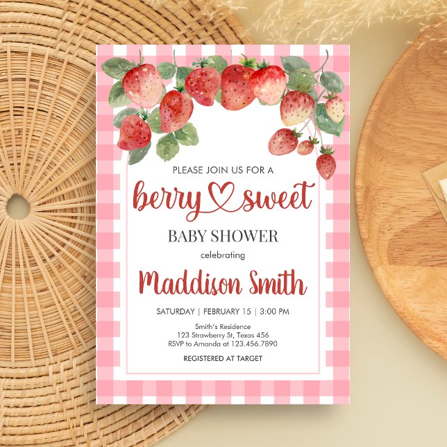 Convites Berry Sweet Strawberry Baby Shower (Strawberry Baby Shower Invitation)
