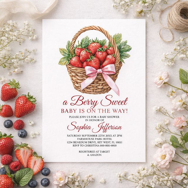 Convites Berry Sweet Strawberry Baby Shower (Criador carregado)