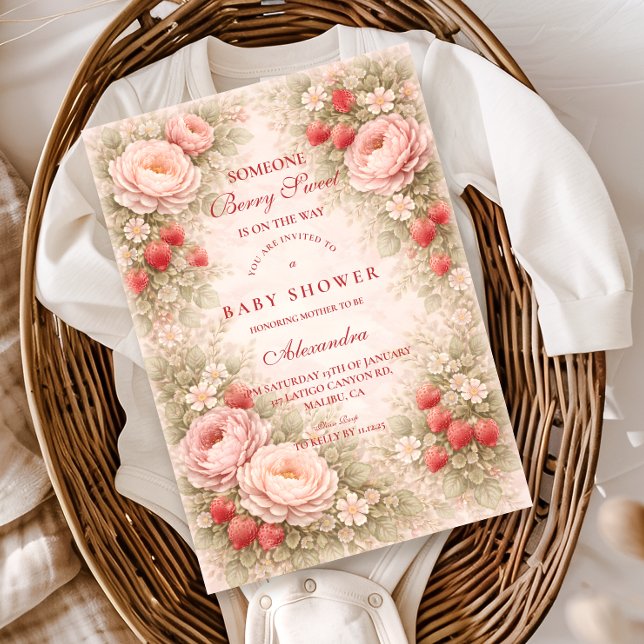 Convites Berry Sweet Strawberry Baby Shower (Criador carregado)