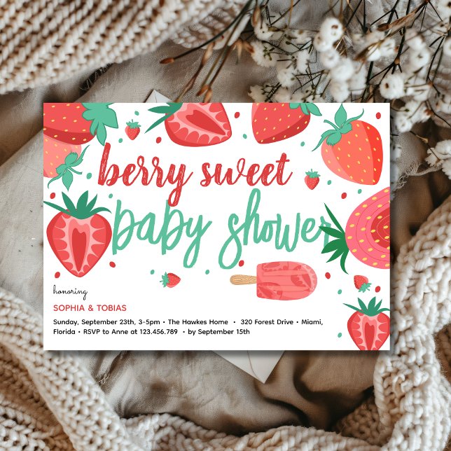 Convites Berry sweet strawberry baby shower (Criador carregado)